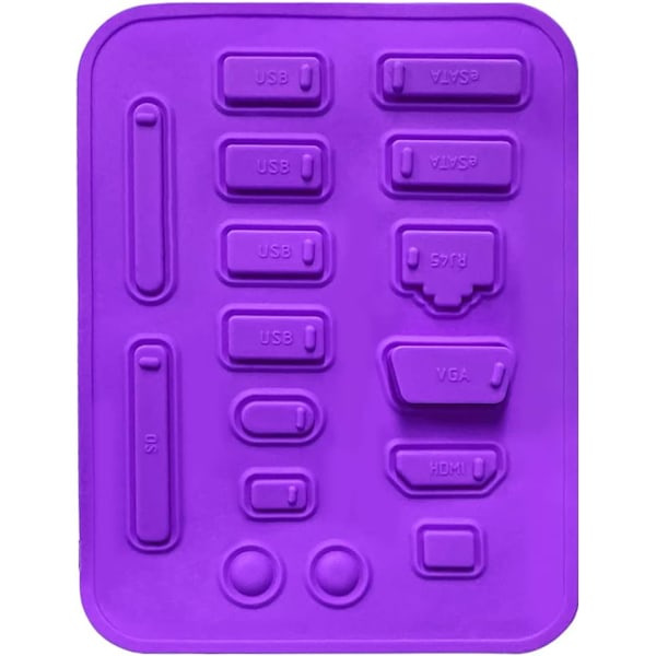 16 kpl Silikonisia Pölysuojatulppia (Violetti), Tietokoneen Liitäntäsuojus Pölysuoja USB:lle, HDMI Universal L