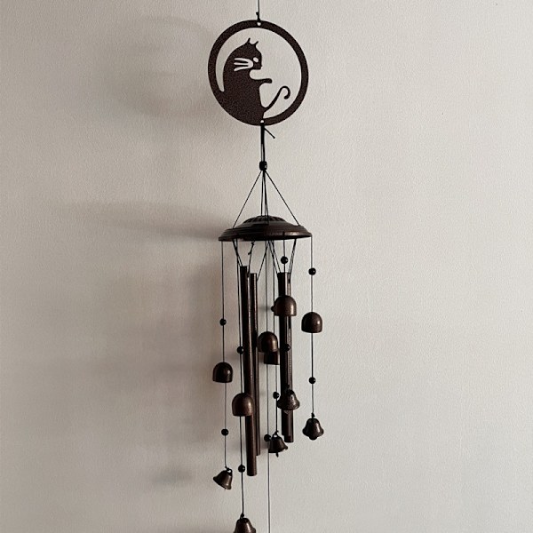 Courtyard Home Metal Pipe Windbell Tips Fortune Cat Bell Pendant