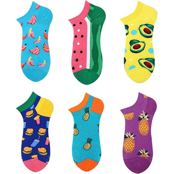 6 par morsomme og nye sokker (fargede), usynlige anti-skli en