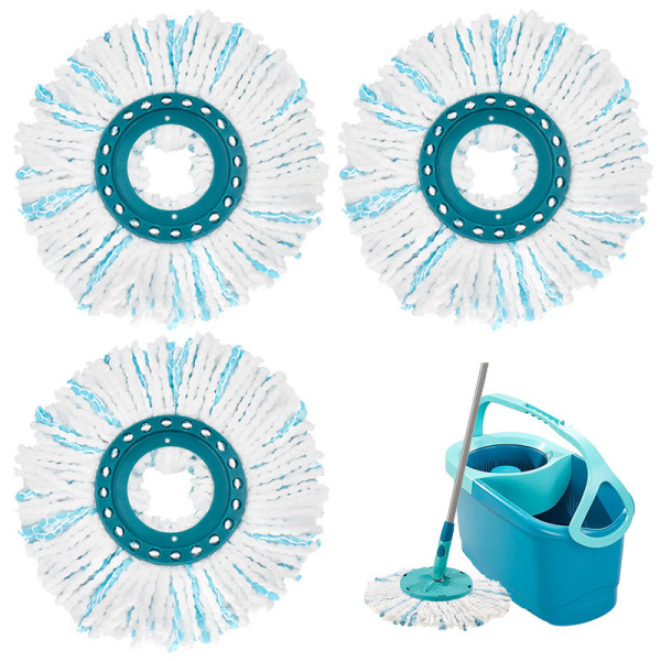 3 x Leifheit Spin Mop Pads Ersättningsplattor Mikrofiber Våt & Torr