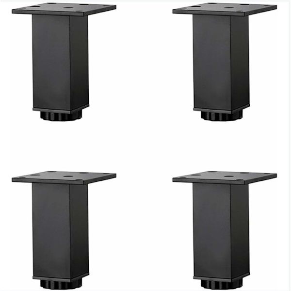 4 stk. (15 cm) højdejusterbare møbelben i aluminiumlegering, til sofa, sofabord, vask, badeværelsesskab, 5-40 cm, matsort, med skruer