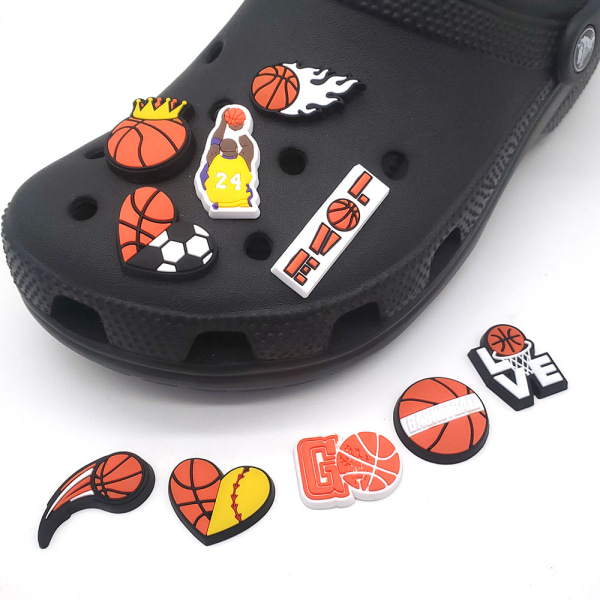 10 stykker 3D Clog Sandals Ornament (Basketball), Shoe Charms, Cu