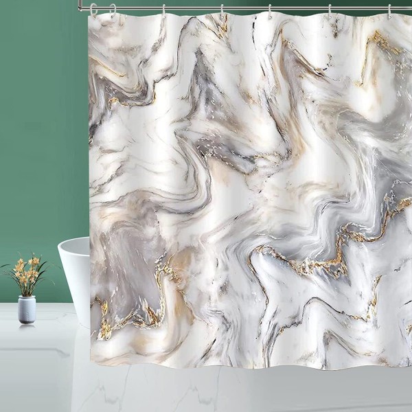 Suihkuverho, moderni kylpyhuoneen sisustus, abstrakti marmoriesitys