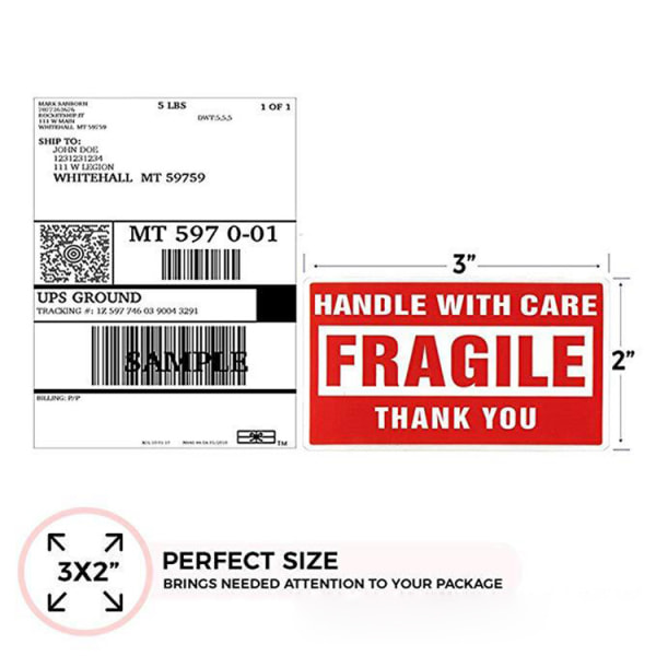 2 x 3 tuuman hauraat tarrat, käsiteltävä varoen, varoituspakkaus