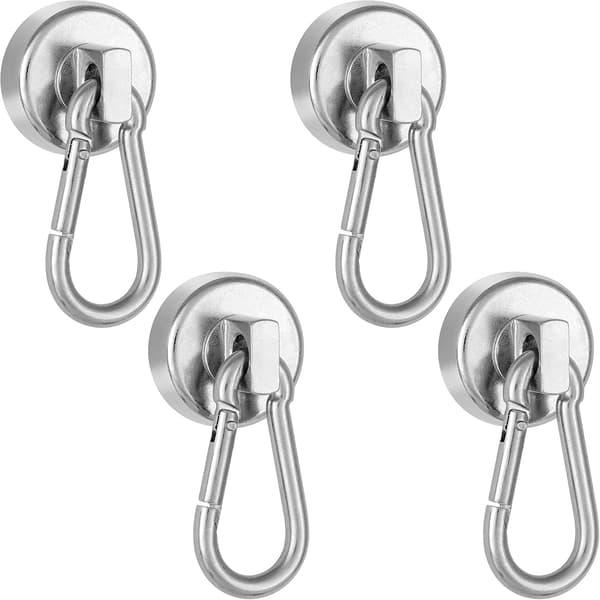 Stark magnetisk karbinhake, 4 st neodymmagneter med roterande krok