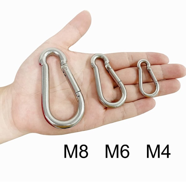 6-pack fjäderbelastade karbinhakar, kraftig karbinhake - M8 C