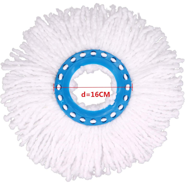 4 st mikrofibermopphuvuden, runda ersättningsmopphuvuden 360 graders roterande mopphuvud för golvrengöring (16 cm diameter)