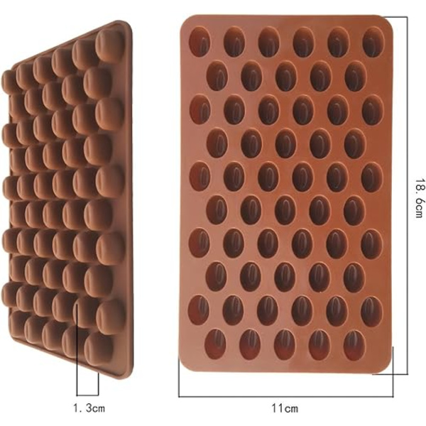Kaffe Bønne Chokoladeform 55 Huller 3D Silikone Non-Stick Chokolade