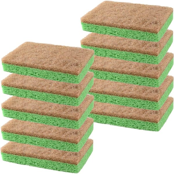 10 Pack Natural Scrub Sponge – Eco Freindly Plant-Based Cleaning