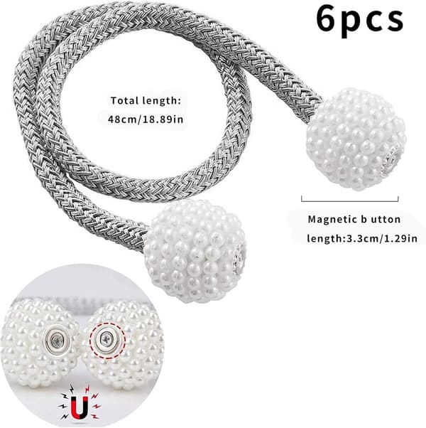 Magnetiske gardinklips, 6 stk. gardinklips, magnet