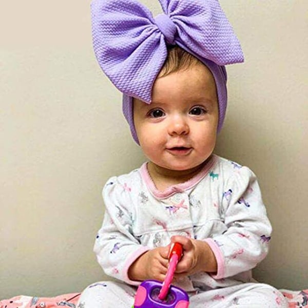 5 stk Baby turban sæt (pink, pink, lilla, gul, rød) fødselshue sløjfe