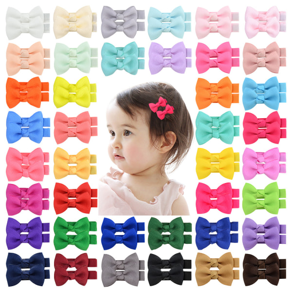 40 Pack 2 Inch Grosgrain Ribbon Alligator Hair Clips for Baby Gi