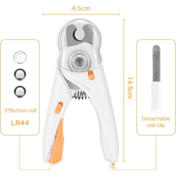 Kissan kynsileikkuri, koiran kynsileikkuri LED-valolla, turvallinen suojaus, kynsiviila ja roiskeenesto, suurille, keskisuurille ja pienille lemmikeille