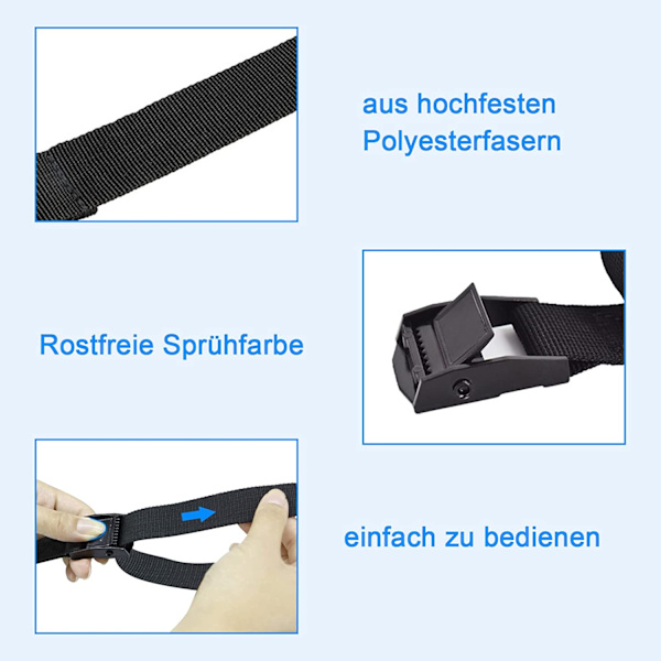4 surringsstropper 3m med spænde, 25mm strop, sort