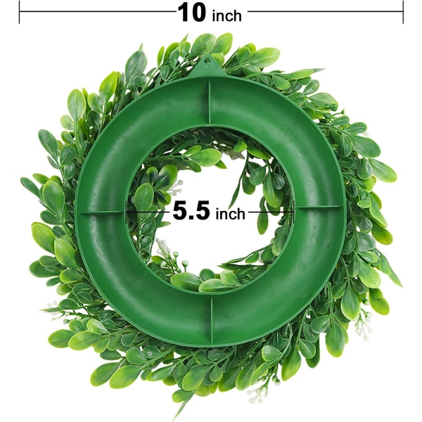10" kunstig buksbomskrans med grønne blade til front