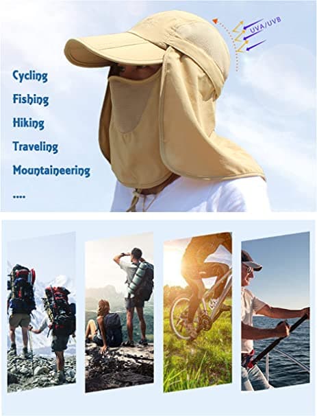 Djupgrå unisex safarikeps med extra lång nackskydd 360°