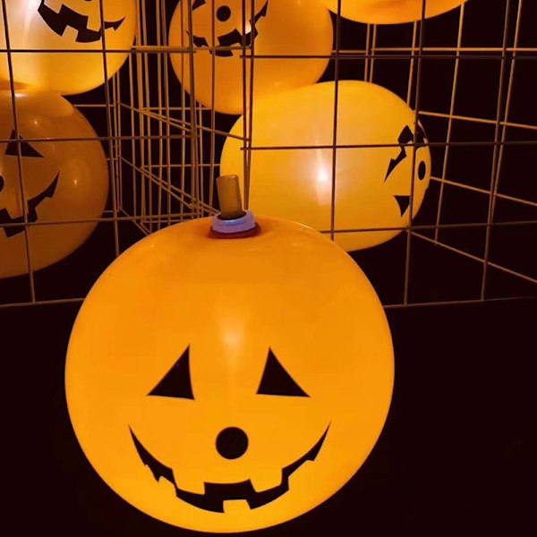 10 kpl LED-valoja hehkuvia ilmapalloja, Halloween-ilmapalloja kurpitsa-koristeita