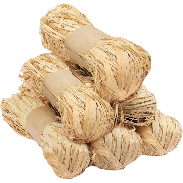 6 stk. 50g Naturlig Raffia Bånd til Gaveindpakning Blomsterhandler Bou