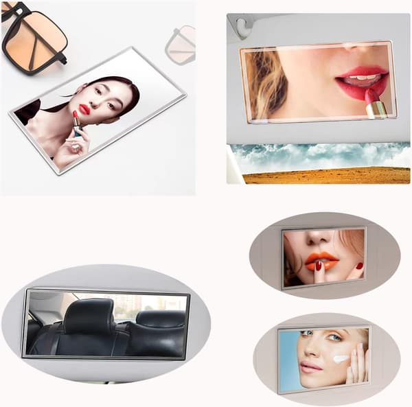 Selvklæbende rustfrit stål bærbar HD makeup spejl til bilens interiør