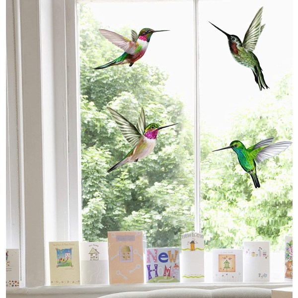 för fönster - 4 fantastiska dekorativa statiska kolibrier - P