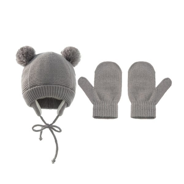 Baby Boys & Girls Winter Warm Hat Gloves Set, Kids Knitted Cute