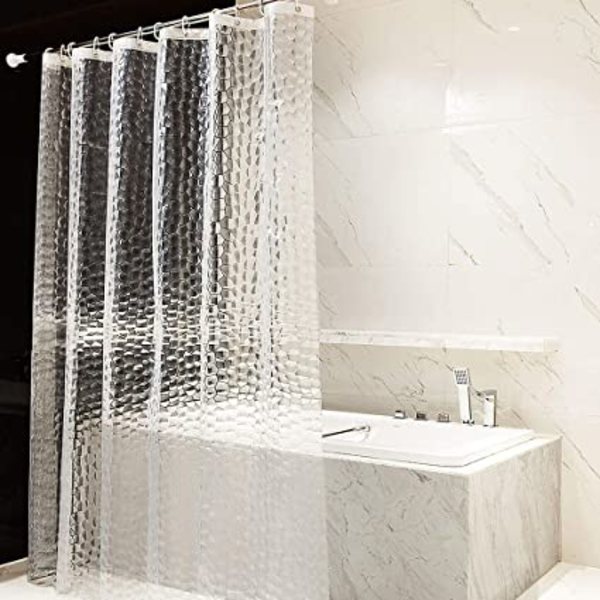 Dusjforheng 180*180 Semi Transparent 3D Vannkube Design Bad