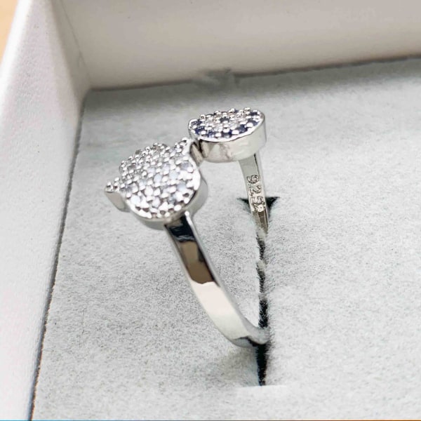 Cubic zirconia åpen ring damering 1 stk, sølv forlovelse