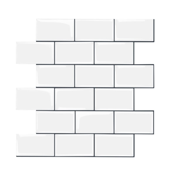 1-Sheet White  Tiles Peel and Stick Backsplash, Stick on Tiles K