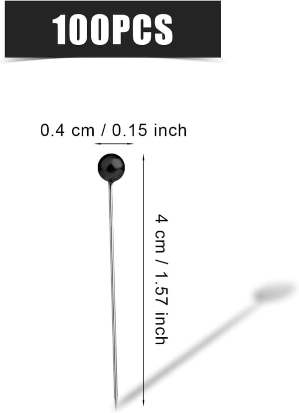 100 stk. (sorte) sy-nåle 4 cm, plastikkuglehoved, lige