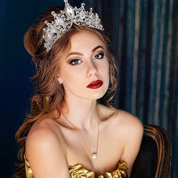 Diamantkrone Hodeplagg (Sølv), Prinsesse Brud Krystall Diamant,
