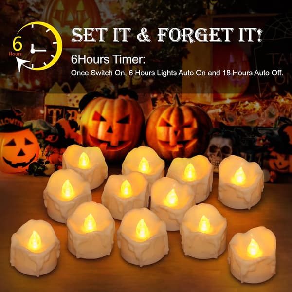 Batteridrivna timerljus, 12-pack LED-flamlösa votivljus