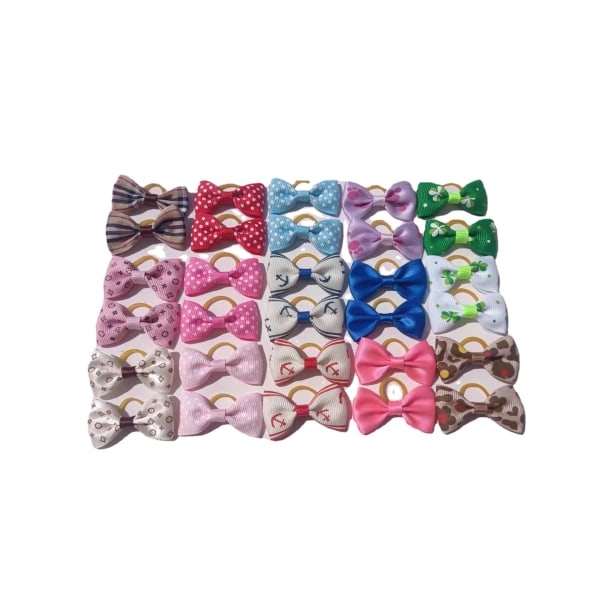 30-pack Grosgrain Ribbon bågar med gummiband Grooming Accesso