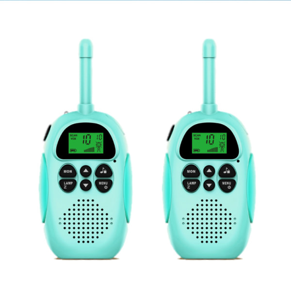 Lang række genopladelige walkie talkie, en blå og en pink to