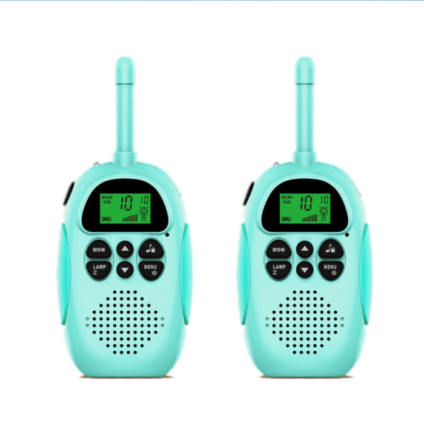 Langdistanse oppladbare walkie talkie, en blå og en rosa to