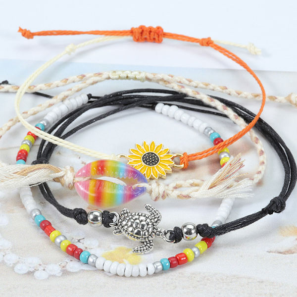 Strand Rainbow Shell Feet Chains (4 stykker) Bohemian Håndlaget Adj