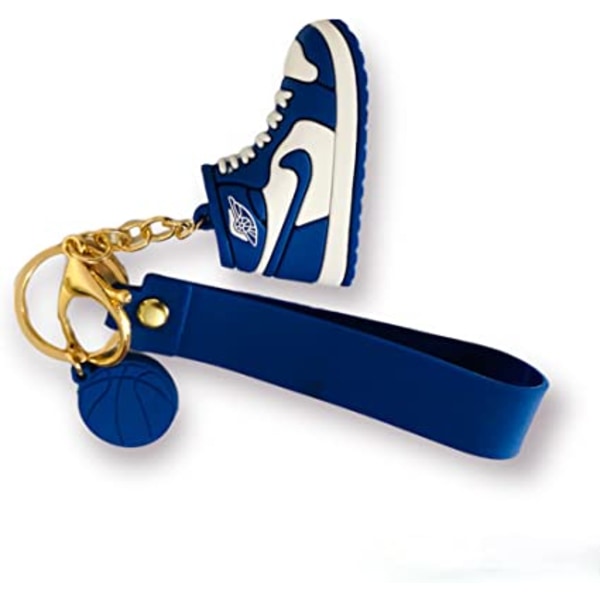 Basketball nøglering - Basketball gave - Mini sko nøglering, blå,