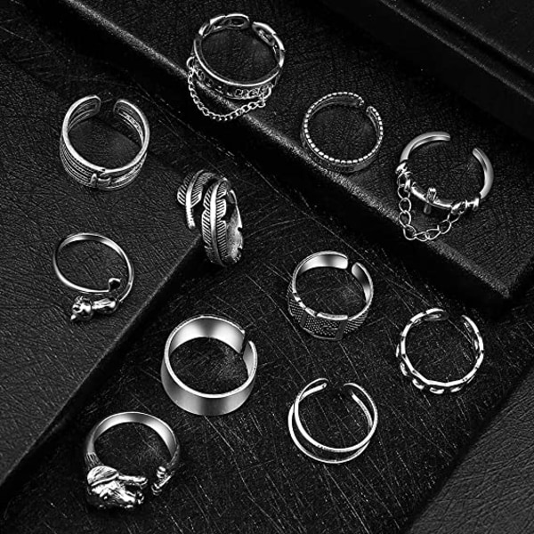 Vintage Slange Dyr Åpen Ring Gråtende Frosk 16 Deler Ringsett Pun
