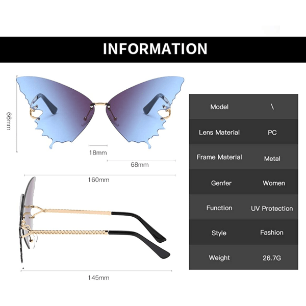 Nye sommerfuglesolbriller til kvinder, moderigtige solbriller med bred ramme