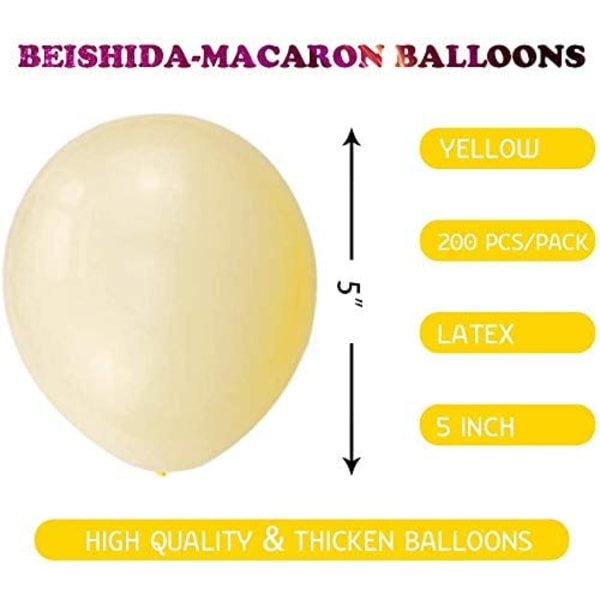 200 stykker pastell gul ballong 5 tommers mini macaron lateks ballo