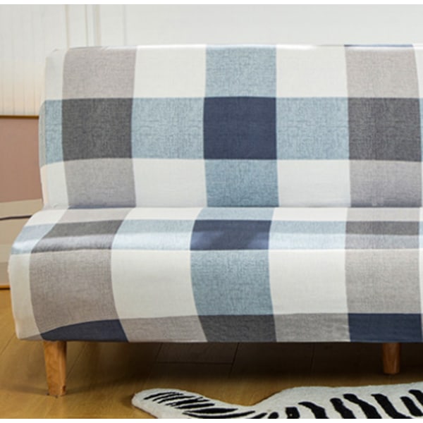 Strækbar armløs sofaovertræk, Universal armløs sofaovertræk Alle dækket sammenklappelig sofa beskytter, Nem at installere og rengøre, 3 sæder Clic Clac overtræk, Blå tern