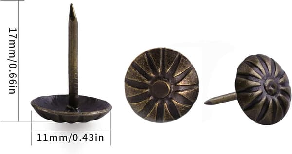300 stk. Polstringssøm, 17x11 MM Bronze Dekorative Polstringssøm Retro Søm DIY Polstringssøm til Møbler Bronze