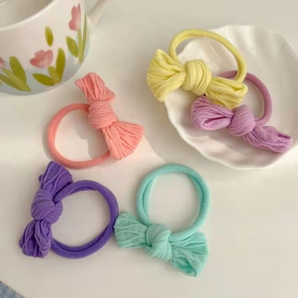 20 Pieces Gradient Candy Color Bow Towel Ring Joustavat hiukset