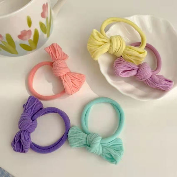 20 stk. Gradient Candy Color Sløjfe Håndklæde Ring Høj Elastisk Hår