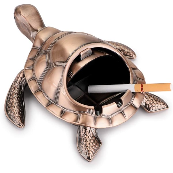 Retro metallsköldpadda askfat med vindtätt lock, inomhus och utomhus