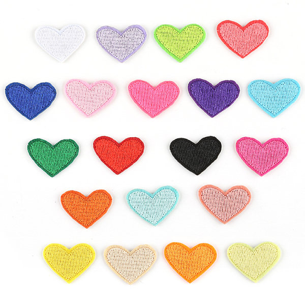 20 stykker Iron-on Mini Patch Farverige Heart Mini Patches til Gar