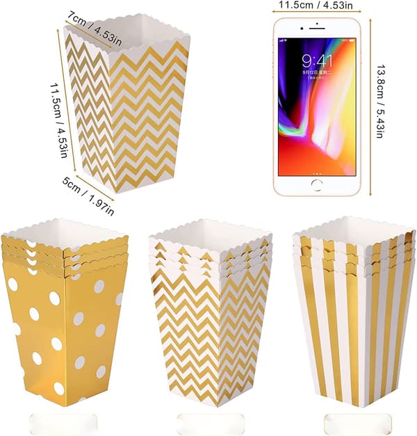 Gull - Popcorn-boks 120 popcorn-bokser papirpose bursdagsfest (s