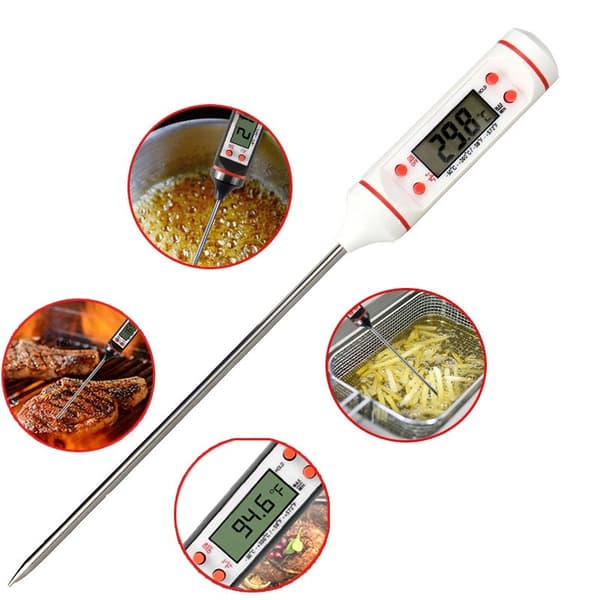 Grill-/steketermometer med LCD-skjerm hvit