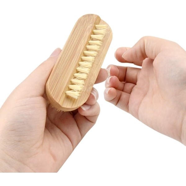 2 st nagelborstar för händer nagelskrubb rengöringsborste handtvättborste för manikyr och pedikyr bambu skrubbborste tårengöringsverktyg