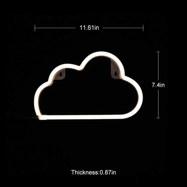 LED Cloud Shaped Sign Decor Light Warm White Neon Light Batteri/USB