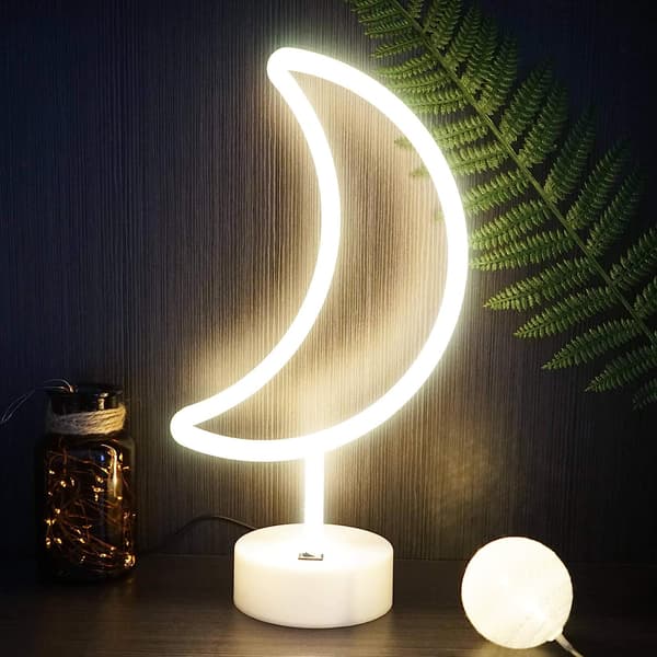 Neonlys LED-neonskilt i måneform, USB-lading